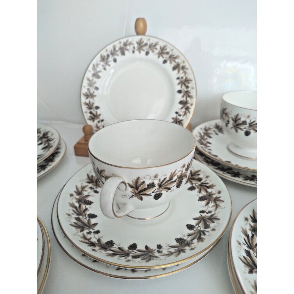 Wedgwood Tea Cup, Saucer & Bread & Butter Plate Autumn Vine Breakfast Set